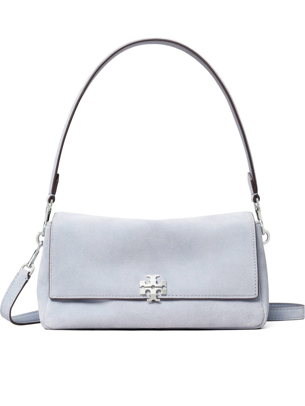 Tory Burch Light Blue Charlie Suede Shoulder Bag